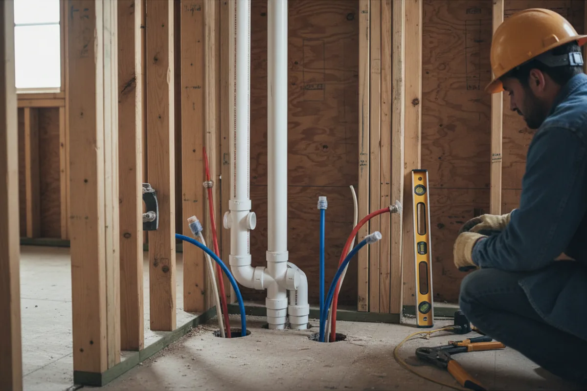 Drain and supply rough-in during Toilet Repair and Installation in Beale AFB